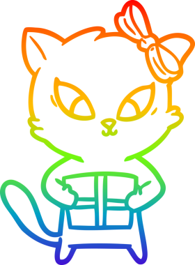 gökkuşağı gradyanı çizimi bir insan tarafından çizilmiş çizgi film kedisi