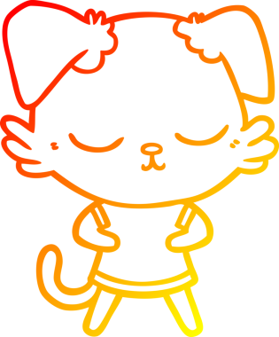 Bir insan tarafından çizilmiş sevimli bir köpeğin sıcak çizgi çizgisi.