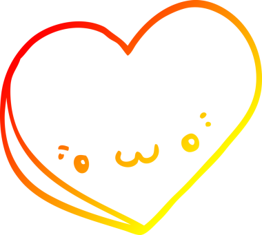 Bir insan tarafından çizilmiş, karikatür bir aşk kalbinin sıcak çizgi çizimi.