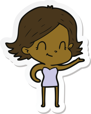 Bir insan tarafından çizilmiş, karikatür dostu bir kızın çıkartması.