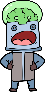 Bir insan tarafından çizilmiş çizgi film robotu