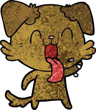 Bir insan tarafından çizilmiş nefes nefese bir köpek.