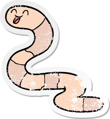 Bir insan tarafından çizilmiş karikatür solucanının sıkıntılı çıkartması.