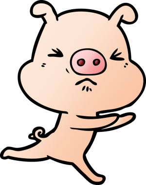 Bir insan tarafından çizilen kızgın domuz çizgi filmi.