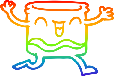 gökkuşağı gradyanı çizimi mutlu bir karikatür viski bardağı bir insan tarafından çizildi