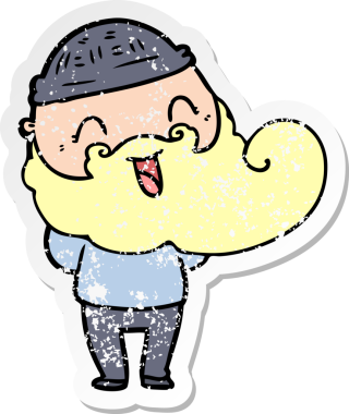 Bir insan tarafından çizilmiş mutlu sakallı bir adamın sıkıntılı çıkartması.