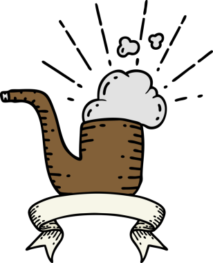 Bir insan tarafından çizilmiş dövmeli sigara piposu.