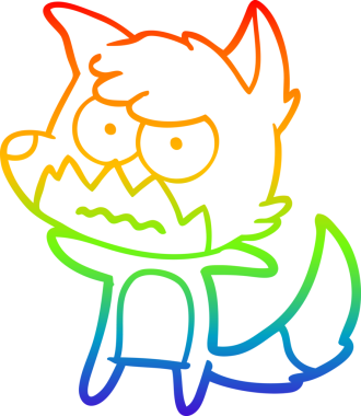 Gökkuşağı gradyan çizgi çizimi bir insan tarafından çizilmiş bir tilki