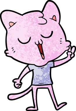 Bir insan tarafından çizilmiş çizgi film kedisi.