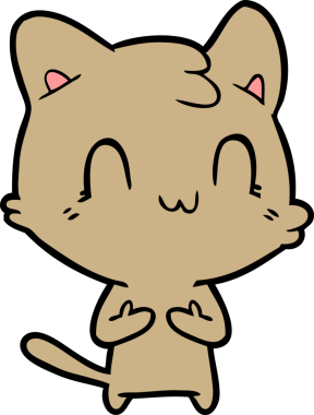 Bir insan tarafından çizilmiş mutlu bir kedi.