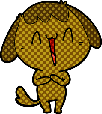 Bir insan tarafından çizilmiş şirin bir çizgi film köpeği.