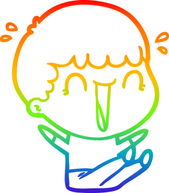 Gökkuşağı gradyan çizgisi bir insan tarafından çizilmiş gülen bir karikatür adamın çizimi