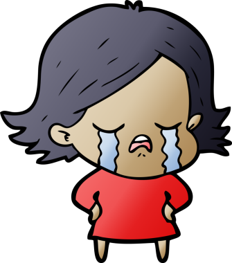 Bir insan tarafından çizilmiş ağlayan çizgi film kızı.