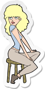 Bir insan tarafından çizilmiş karikatür kadın çıkartması.