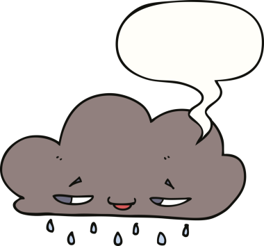 bir insan tarafından çizilmiş konuşma balonlu çizgi film yağmur bulutu