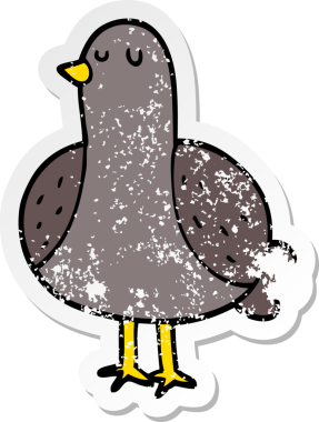 Bir insan tarafından çizilmiş karikatür kuşunun sıkıntılı çıkartması