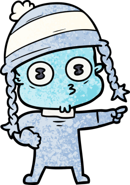 Bir insan tarafından çizilmiş garip kel uzay adamı çizgi filmi.