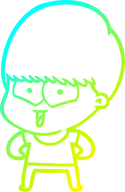 Bir çizgi film karakteri çizen soğuk çizgi bir insan tarafından çizilmiş mutlu çocuk.