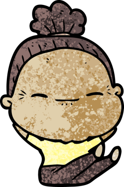 Bir insan tarafından çizilmiş barışçıl yaşlı bir kadın.