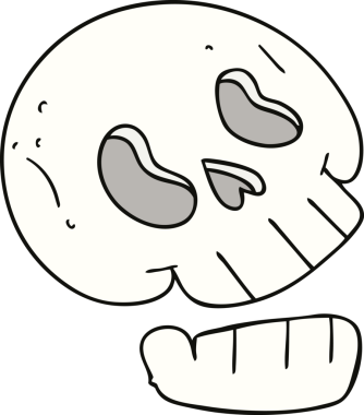 Bir insan tarafından çizilmiş tuhaf bir kafatası.