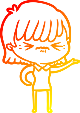 Bir insan tarafından çizilmiş kızgın bir çizgi film kızı çizimi.