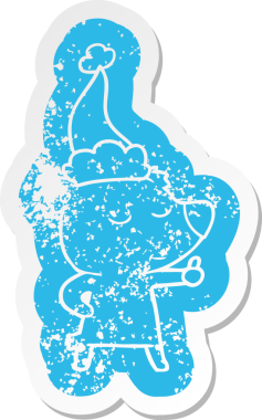 Mutlu çizgi film, insan tarafından çizilmiş Noel Baba şapkası takan bir ayının sıkıntılı çıkartması.