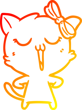 Bir insan tarafından çizilmiş çizgi film kedisinin sıcak çizgi çizimi