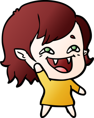 Bir insan tarafından çizilmiş gülen vampir kız çizgi filmi.