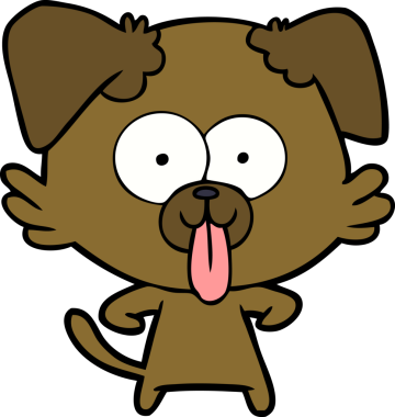 Bir insan tarafından çizilmiş dilli çizgi film köpeği.
