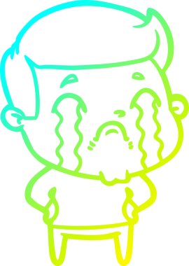 Bir insan tarafından çizilmiş ağlayan bir çizgi film karakteri çizimi.