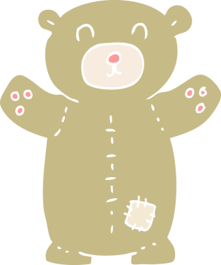 Bir insan tarafından çizilmiş oyuncak ayının düz renk çizimi