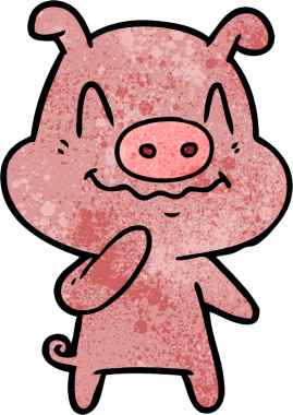 Bir insan tarafından çizilmiş sinirli çizgi film domuzu.