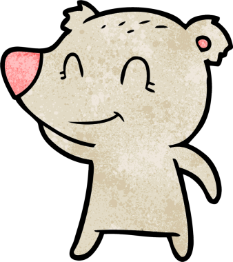 Bir insan tarafından çizilmiş gülümseyen ayı çizgi filmi.