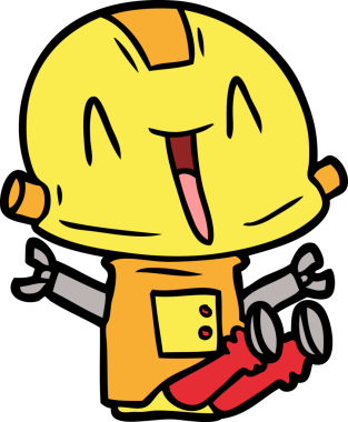 Bir insan tarafından çizilmiş çizgi film robotu