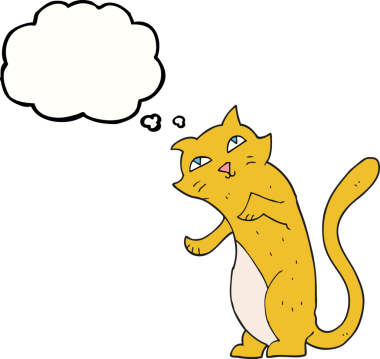 Bir insan tarafından çizilmiş serbest çizim baloncuk çizgi film kedisi.