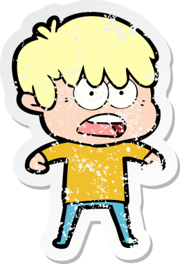 Bir insan tarafından çizilmiş endişeli bir çizgi film çocuğunun sıkıntılı çıkartması.