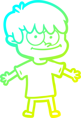 Bir insan tarafından çizilmiş mutlu bir çizgi film karakteri çizimi.