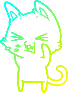 Bir insan tarafından çizilen çizgi film kedisinin soğuk gradyan çizimi