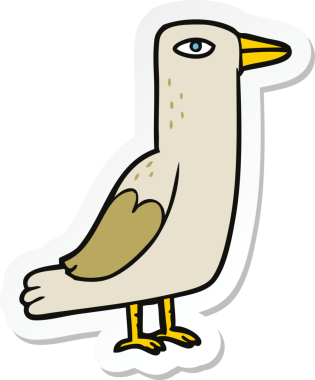 Bir insan tarafından çizilmiş çizgi film kuşunun çıkartması.