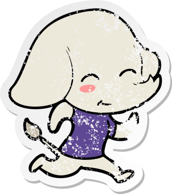 Bir insan tarafından çizilmiş şirin bir filin sıkıntılı çıkartması