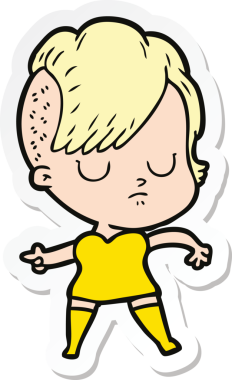 Bir insan tarafından çizilmiş bir karikatür kadının çıkartması.