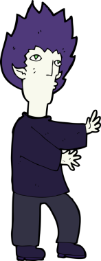 Bir insan tarafından çizilmiş vampir adam çizgi filmi.