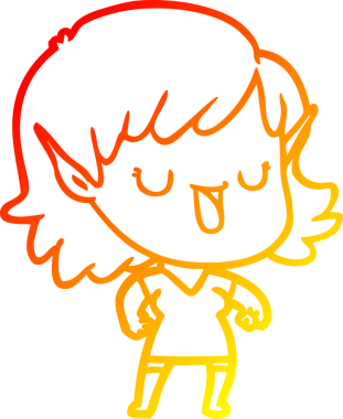 Bir insan tarafından çizilmiş çizgi film karakteri bir elf kızı çizimi