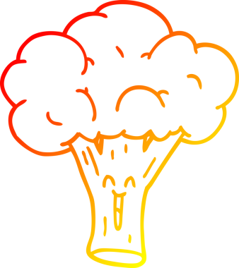 Bir insan tarafından çizilmiş bir çizgi brokolinin sıcak gradyan çizimi