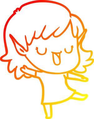 Bir insan tarafından çizilmiş çizgi film karakteri bir elf kızı çizimi