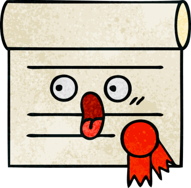 Bir insan tarafından çizilmiş sertifikanın grunge desen karikatürü