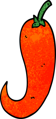 Bir insan tarafından çizilmiş kırmızı acı biber.