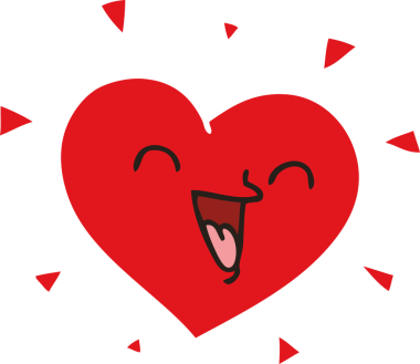 Bir insan tarafından çizilmiş garip, mutlu bir kalp.