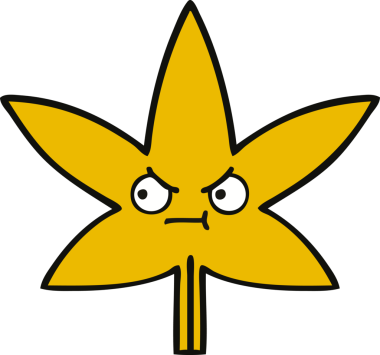 Bir insan tarafından çizilmiş bir sonbahar yaprağının sevimli karikatürü.