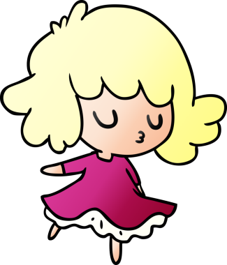 Bir insan tarafından çizilmiş tatlı bir kawai kızının gradyan çizimi.